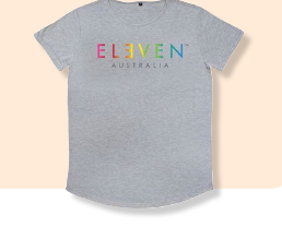 ELEVEN T-SHIRT RAINBOW WHITE  LARGE